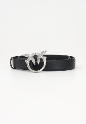 PINKO Cintura Love Birds in morbida pelle mano seta nera da donna 100125A0F1 Z99O PINKO 
