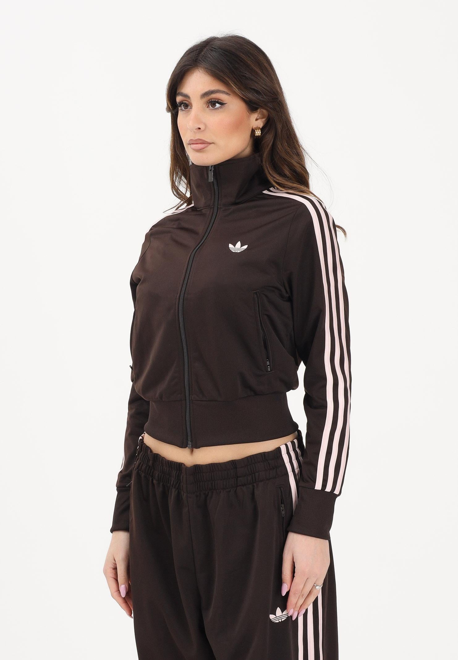 ADIDAS ORIGINALS Felpa con zip Adicolor Classic Firebird marrone e rosa da donna KC6572 . ADIDAS ORIGINALS 