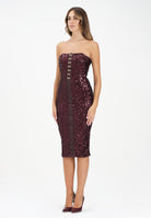 ELISABETTA FRANCHI Abito midi bordeaux da donna completamente ricoperto di paillettes AB88357E2 EA4 ELISABETTA FRANCHI 