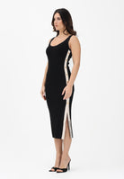 ELISABETTA FRANCHI Abito midi in maglia nero da donna con bande a contrasto AM03S61E2 685 ELISABETTA FRANCHI 