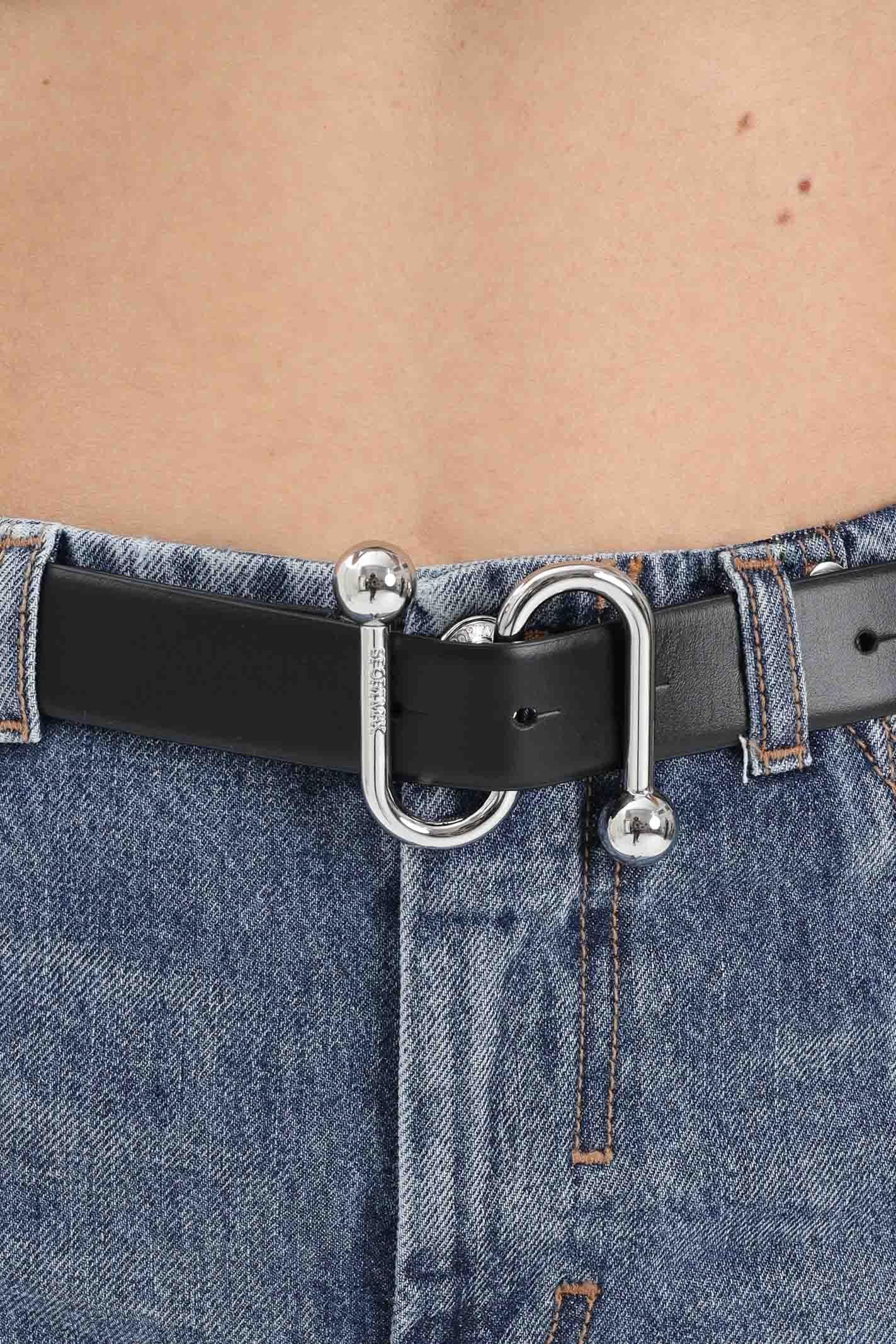 SPORTMAX Cintura nera da donna in vitello liscio con fibbia a S 2612501021600 001 SPORTMAX 