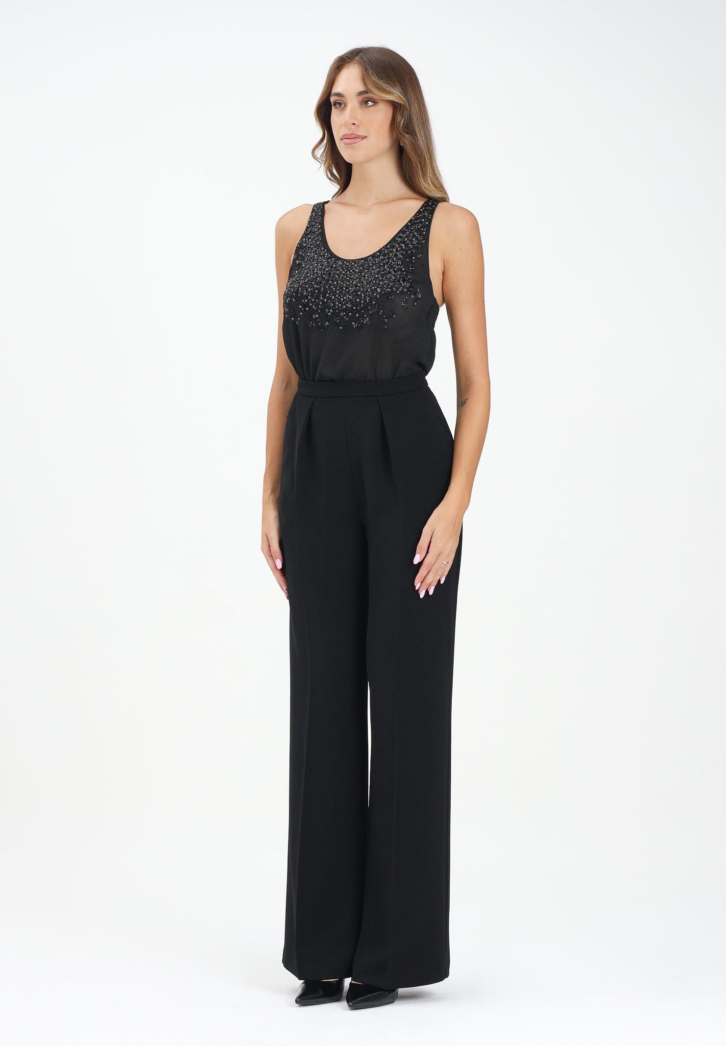 ELISABETTA FRANCHI Tuta elegante nera da donna con corpetto ricoperto di strass TU06357E2 110 ELISABETTA FRANCHI 