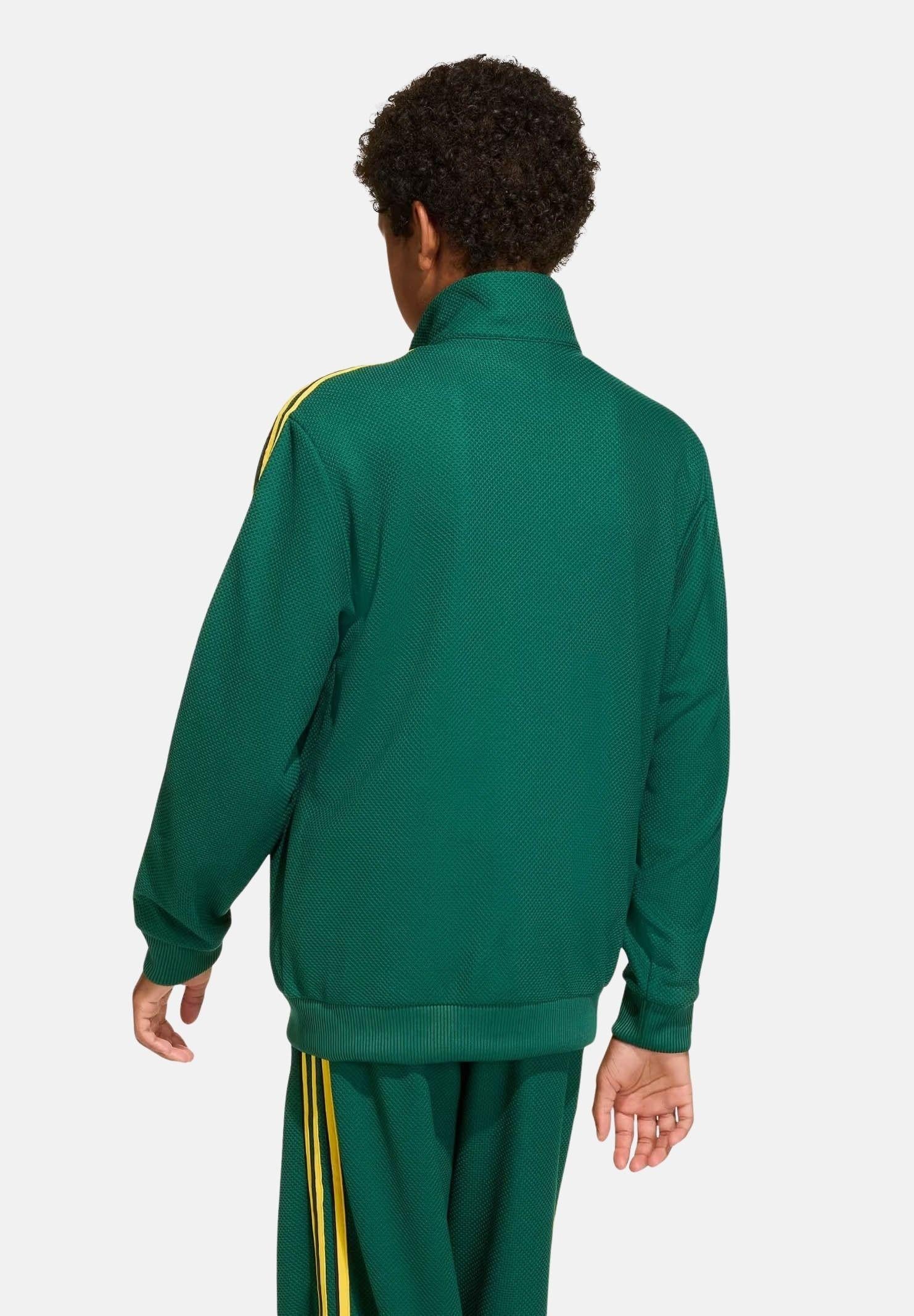 ADIDAS ORIGINALS Felpa con zip FIREBIRD LOOSE DOUBLE KNIT verde e giallo per bambino e bambina KD7821 . ADIDAS ORIGINALS 