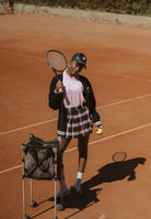 N21 Gonna corta a pieghe per donna e bambina realizzata in flanella con fantasia a quadri rosa e nera N2106CN0436 0N319 N21 