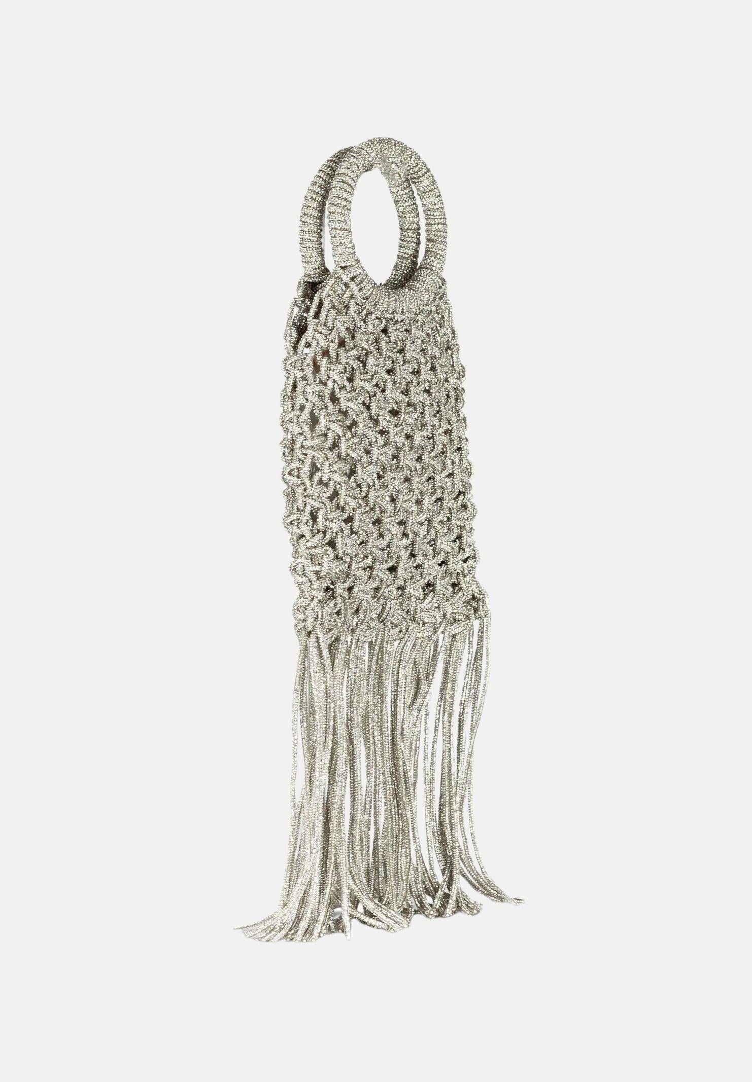 TWENTY FOURHAITCH Borsa a mano argento da donna realizzata con una lavorazione intrecciata in micro strass BAG0004562P ARG TWENTY FOURHAITCH 