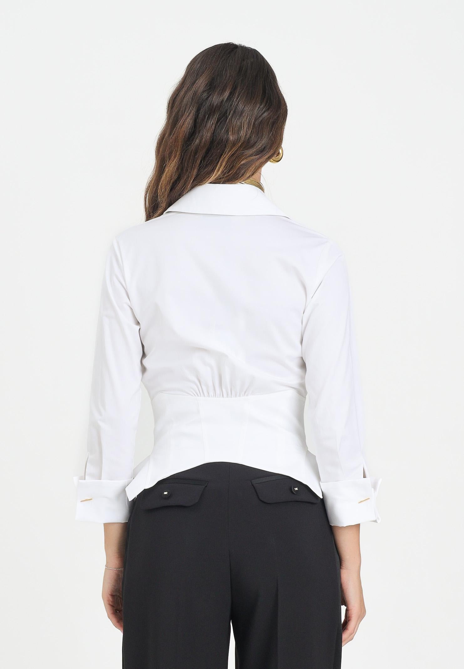 ELISABETTA FRANCHI Camicia bianca da donna con ganci gioiello CA06057E2 100 ELISABETTA FRANCHI 