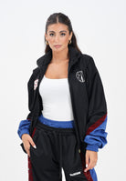 BARROW Giacca a vento nera da donna con stampe e inserti blu e in pizzo rosso F5BWWOJK107 110 BARROW 