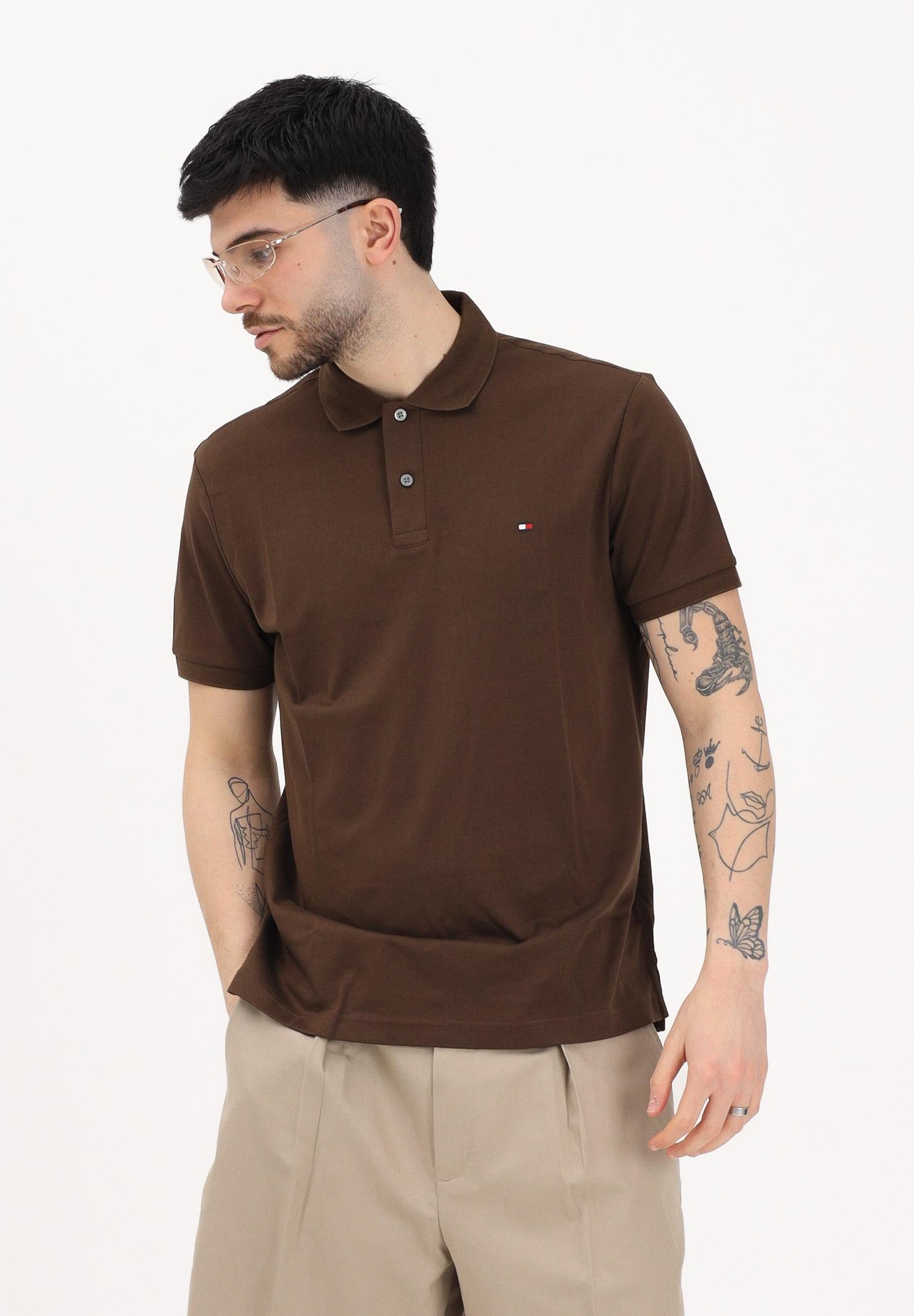 TOMMY HILFIGER Polo a manica corta marrone da uomo con logo MW0MW39994 GV0 TOMMY HILFIGER 
