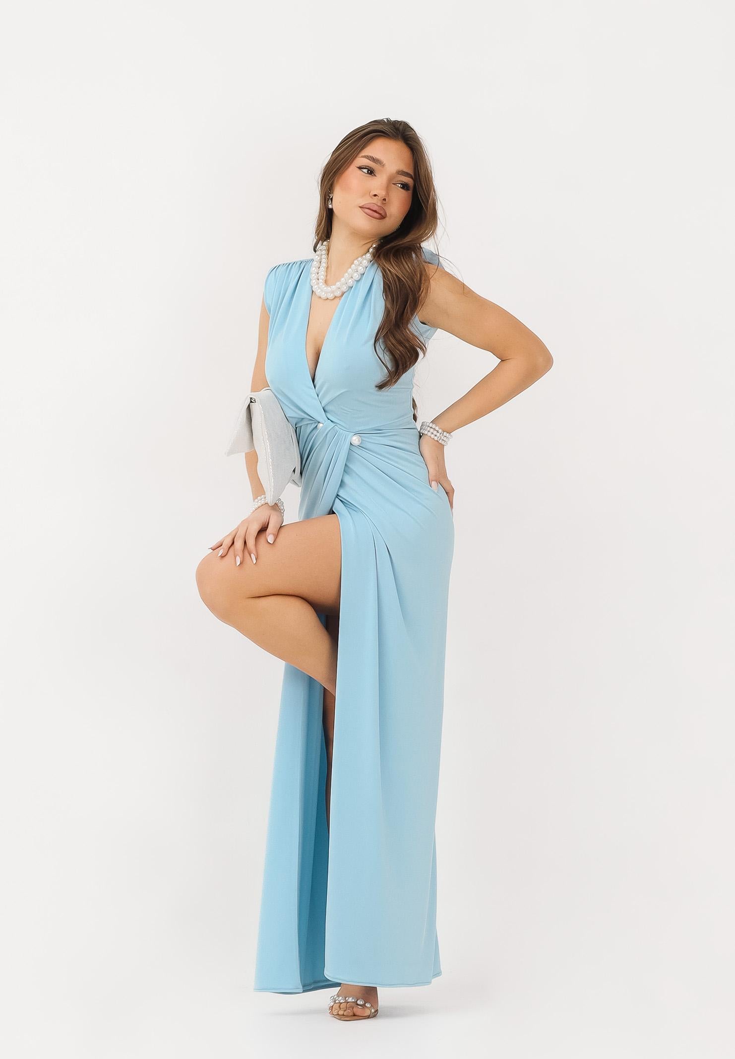ALMA SANCHEZ Abito lungo Alleya azzurro da donna AS26009EL SK ALMA SANCHEZ 