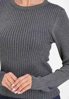 JDY Maglioncino girocollo blu da donna in tessuto a costine con delicato filo lurex 15330569 TotalEclipse JDY 