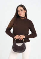 ELISABETTA FRANCHI Maglioncino a collo alto color caffè da donna con cinturino gioiello MK05S56E2 EA3 ELISABETTA FRANCHI 