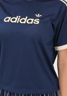 ADIDAS ORIGINALS t-shirt Lineaer in Mesh Night Indigo / Warm Vanilla blu navy e panna donna. KS9841 . ADIDAS ORIGINALS 