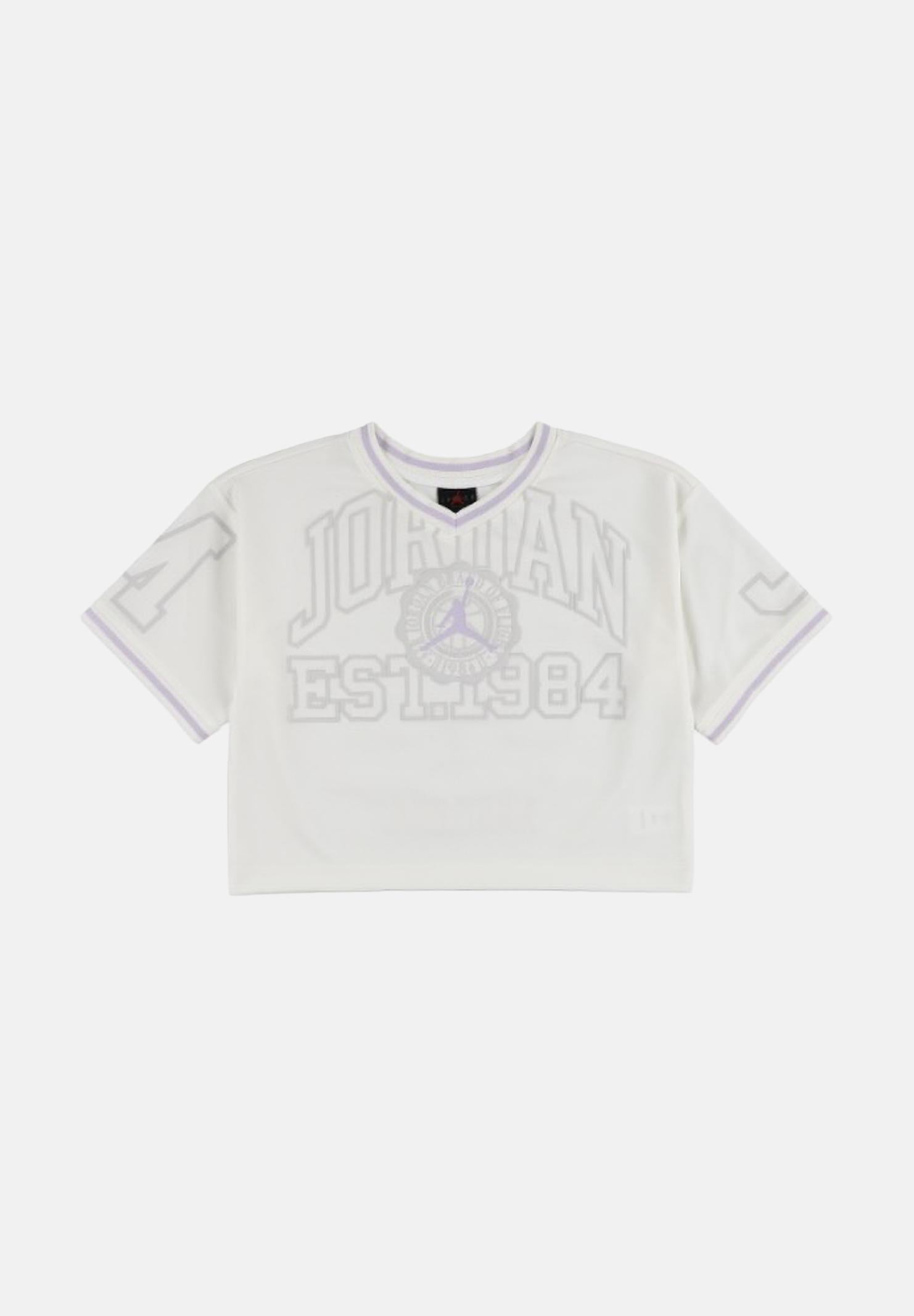 JORDAN T-shirt Secret Diary Cropped Jersey Sail bianco chiaro da bambina. 45F886 782 JORDAN 