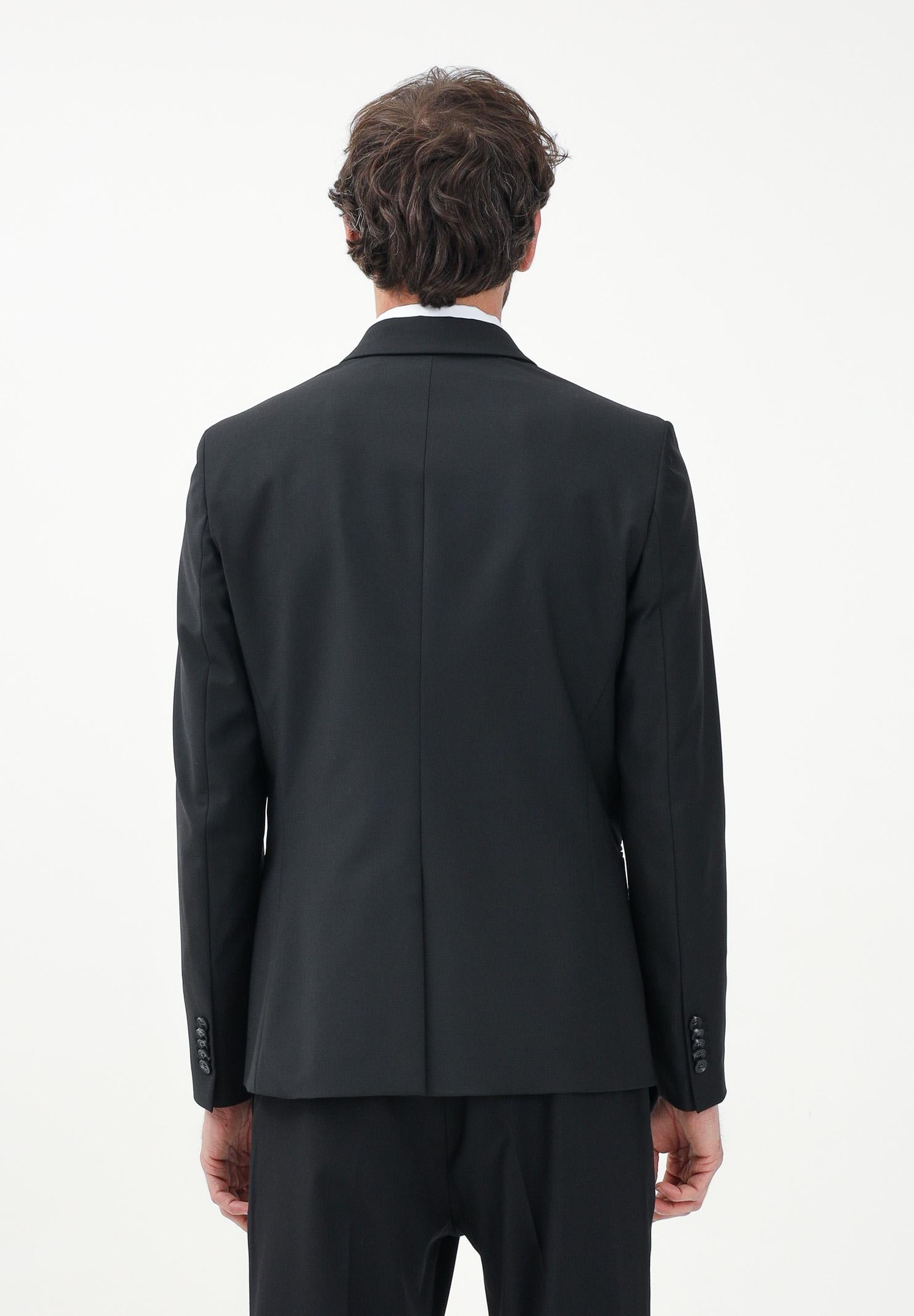 PATRIZIA PEPE Giacca monopetto nera da uomo con rever in raso 5SB661/A1WK J2W2Black - Black PATRIZIA PEPE 