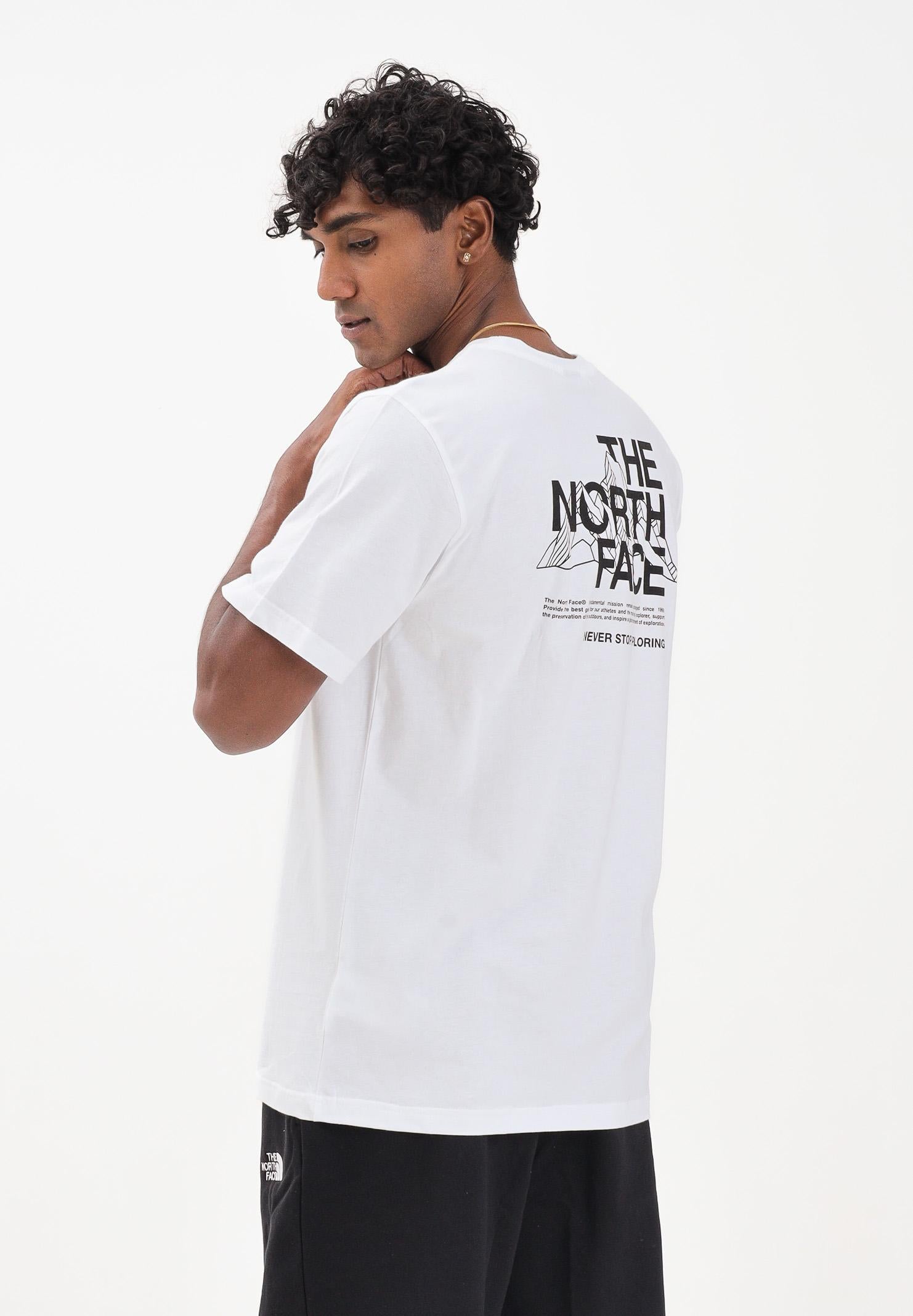 THE NORTH FACE T-shirt a manica corta MOUNTAIN SKETCH bianca da uomo NF0A8EE8FN41 . THE NORTH FACE 