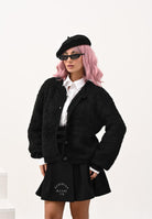 JDY Cardigan nero da donna in maglia bouclé 15337012 Black JDY 