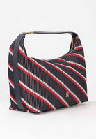 TOMMY HILFIGER Borsa hobo iconica in maglia blu rossa e bianca da donna AW0AW18166 0GY TOMMY JEANS 