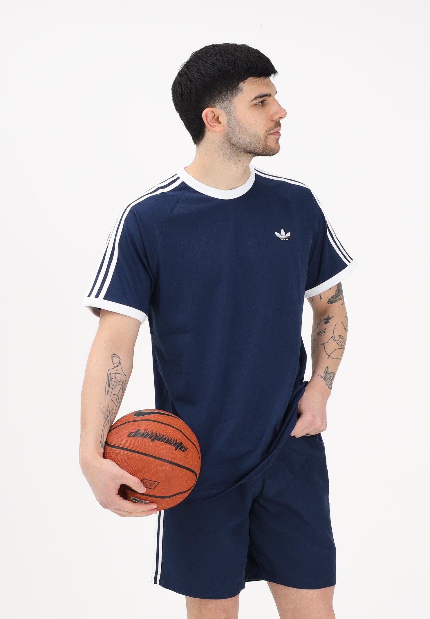 ADIDAS ORIGINALS T-shirt a manica corta 3 STRIPES blu da uomo KE3536 . ADIDAS ORIGINALS 