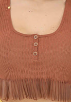ELISABETTA FRANCHI Canotta cuoio da donna in maglia à jour TK74B61E2 600 ELISABETTA FRANCHI 