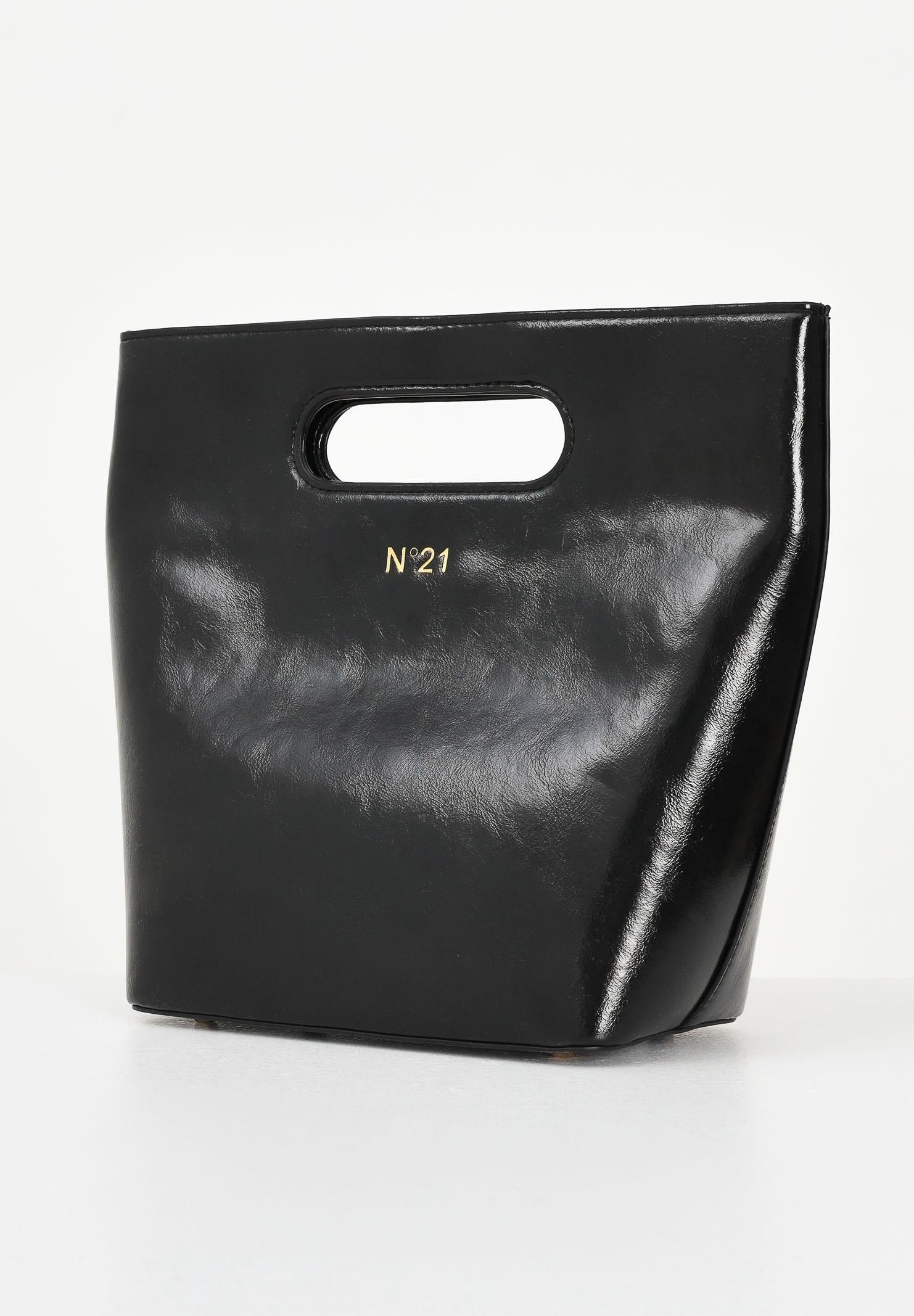 N21 Borsa a mano nera da donna in tessuto spalmato con logo N°21 N2109AN0246 0N900 N21 
