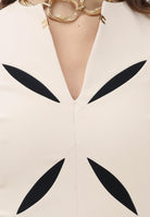 ELISABETTA FRANCHI Top burro da donna con cut-out bicolore<BR/> TO04761E2 E84 ELISABETTA FRANCHI 