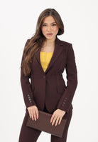 ELISABETTA FRANCHI Giacca monopetto cacao da donna con motivi a taglio vivo GI21661E2 644 ELISABETTA FRANCHI 