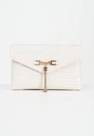 ELISABETTA FRANCHI Pochette bianco latte da donna con logo e nappina BS56A57E2 DZ9 ELISABETTA FRANCHI 