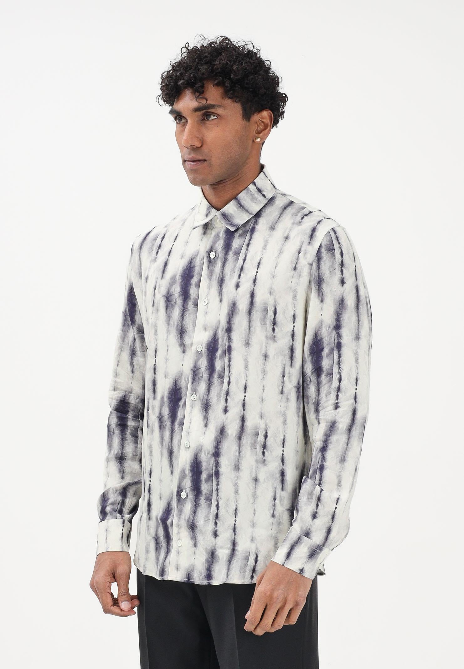 PATRIZIA PEPE Camicia a manica lunga panna da uomo con stampa grafica 5C0310A093 FG82 PATRIZIA PEPE 