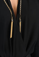 ELISABETTA FRANCHI Body nero da donna con dettagli gioiello CB00557E2 110 ELISABETTA FRANCHI 