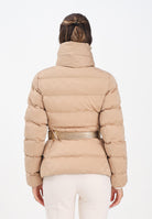 ELISABETTA FRANCHI Piumino beige da donna in tessuto vela jacquard con cintura PI83D56E2 EA2 ELISABETTA FRANCHI 