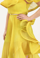 SIMONA CORSELLINI Abito lungo avocado da donna in chiffon leggero P26CEAB10901 V0780 SIMONA CORSELLINI 
