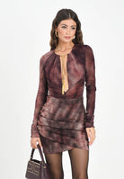 ELISABETTA FRANCHI Body bordeaux da donna realizzato in tessuto semitrasparente effetto pitonato BO02057E2 EA4 ELISABETTA FRANCHI 