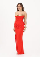 ELISABETTA FRANCHI Abito lungo rosso da donna con coppe in metallo ABR3562E2 FG2 ELISABETTA FRANCHI 