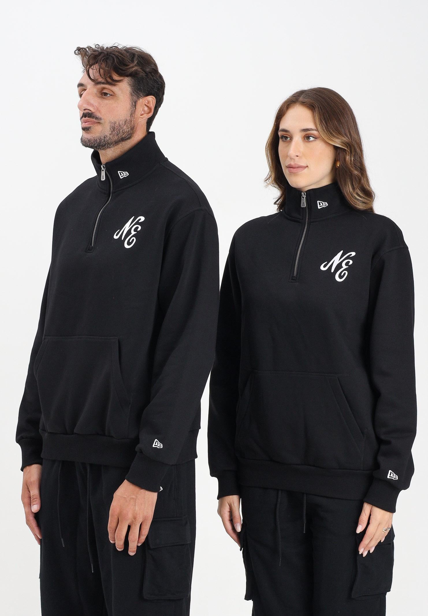 NEW ERA Felpa con mezza zip New Era Lifestyle nera per uomo e donna 60684423  NEW ERA 