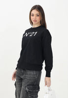 N21 Felpa girocollo nera per donna, ragazzi e bambini con il logo "N°21" stampato N21A23N0154 0NC16 N21 