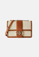 ARMANI EXCHANGE Borsa a tracolla beige e cuoio da donna con fibbia logo XW000070AF22570 M6261 ARMANI EXCHANGE 