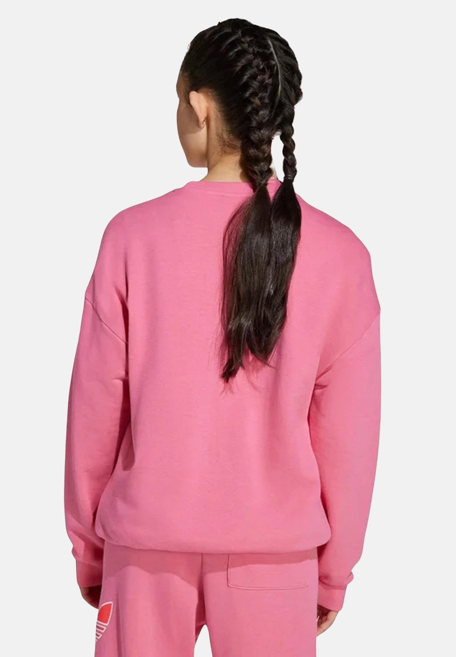 ADIDAS ORIGINALS Felpa con cappuccio Trefoil rosa da bambina JV8571 . ADIDAS ORIGINALS 