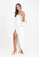 ELISABETTA FRANCHI Abito lungo avorio da donna in crêpe leggero con bottoni ABR0456E2 360 ELISABETTA FRANCHI 