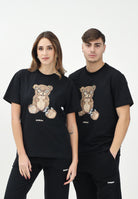 BARROW T-shirt a manica corta nera per uomo e donna con stampa orsacchiotto S5BWUATH154 110 BARROW 