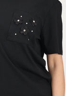 ONLY T-shirt a manica corta nera da donna con taschino decorato 15371980 BLPO ONLY 