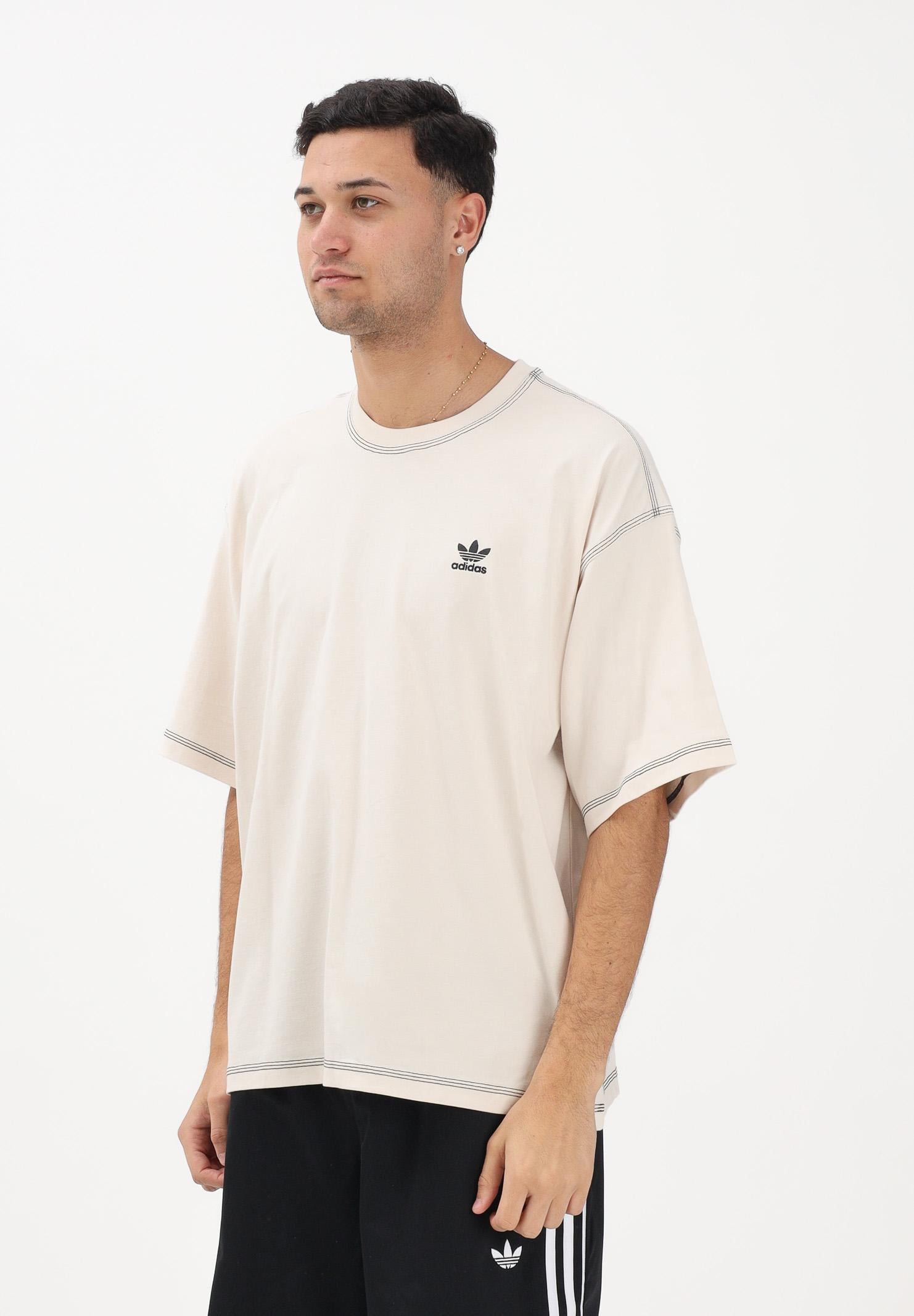 ADIDAS ORIGINALS T-shirt a manica corta TREFOIL ESSENTIALS panna da uomo JW0970 . ADIDAS ORIGINALS 
