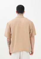 Camicia a manica corta beige da uomo in tessuto leggero e testurizzato CA3302 0025 I'M BRIAN 