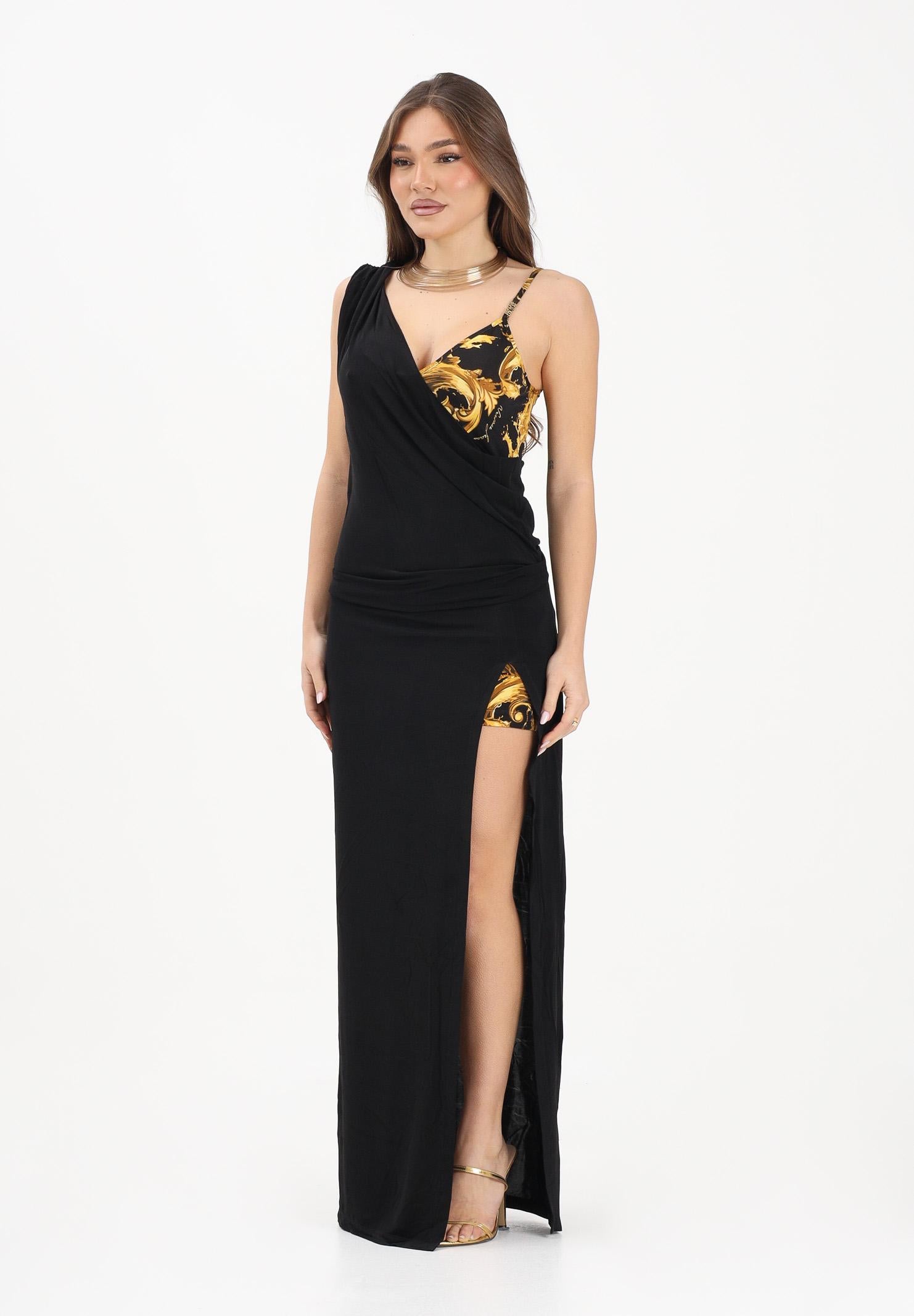 VERSACE JEANS COUTURE Women's long black dress with Wave Couture patte –  Pavidas