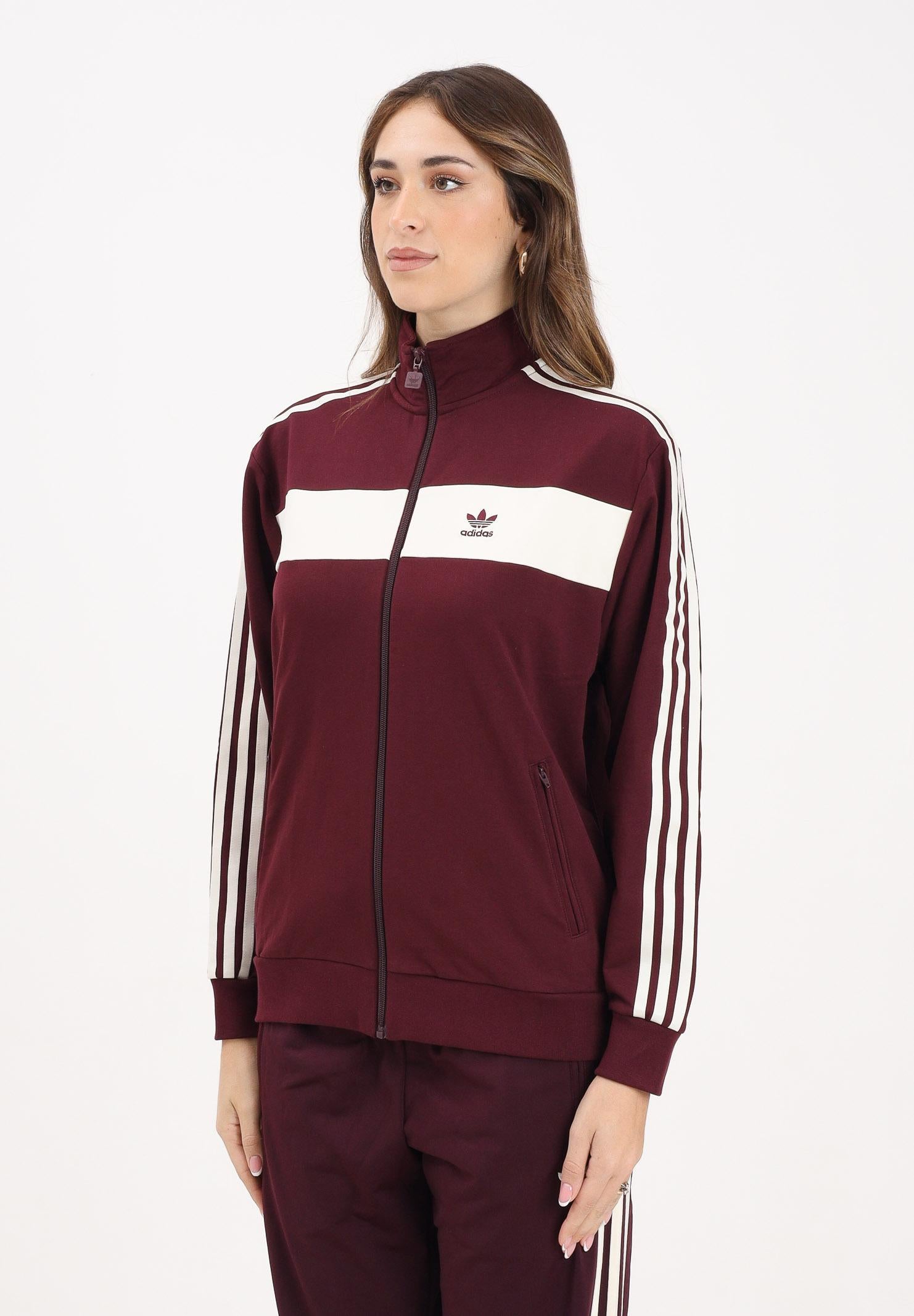 ADIDAS ORIGINALS Felpa con zip Colorblock bordeaux e panna da donna KA7750  ADIDAS ORIGINALS 