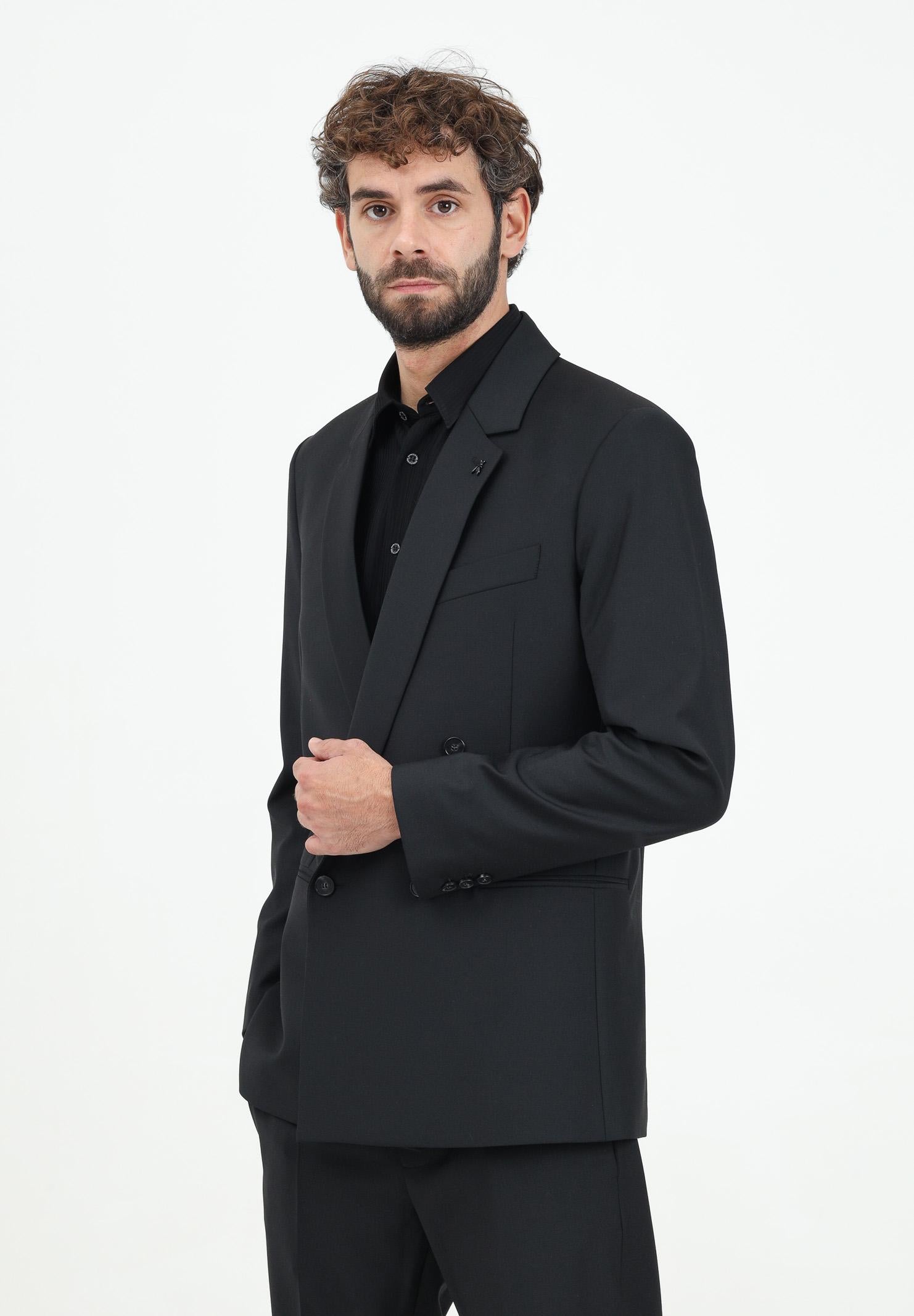 Giacca dritta doppiopetto nera da uomo 5S0743/A1WK K102Nero vinile PATRIZIA PEPE 