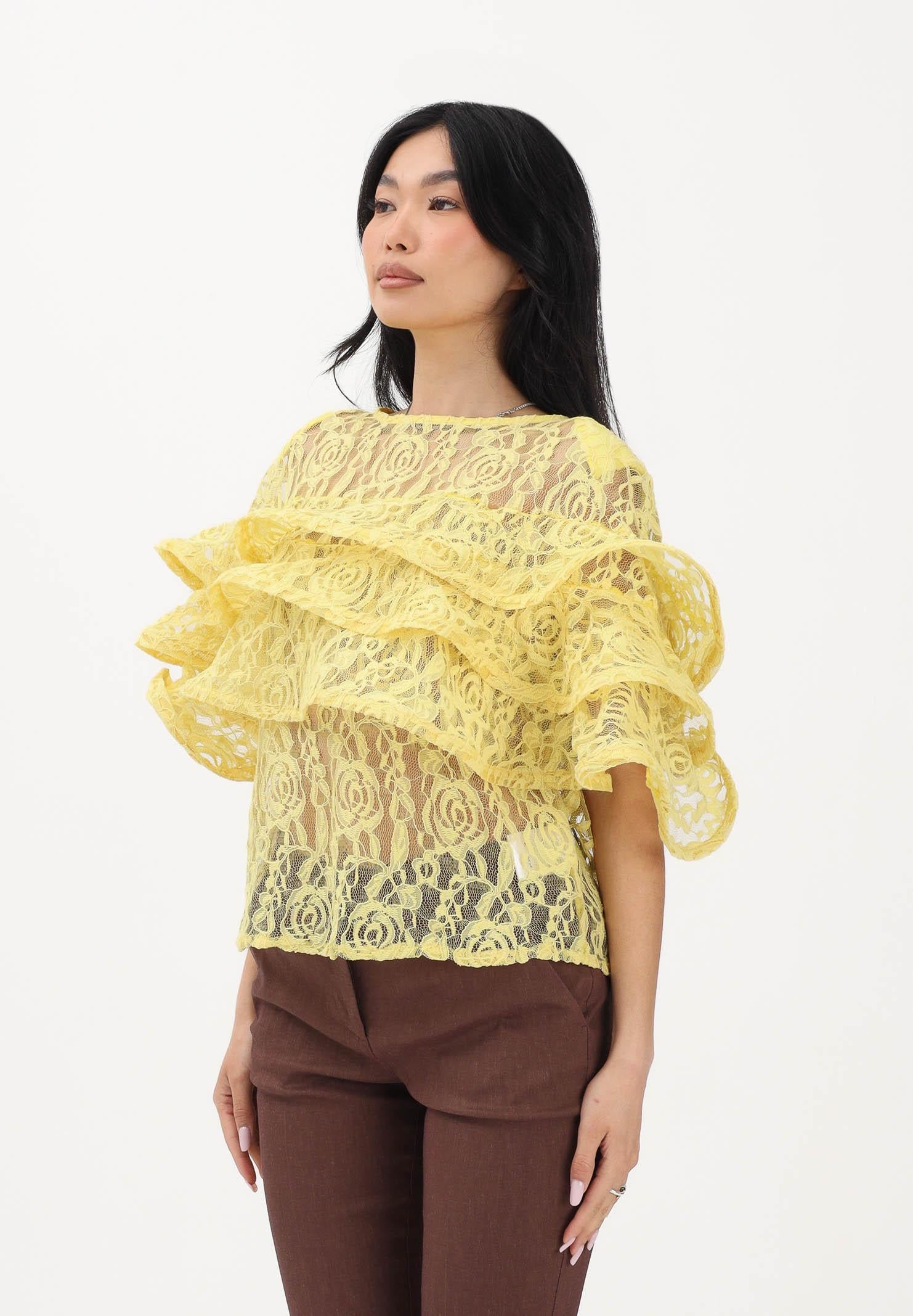 ODI ODI Blusa gialla da donna in pizzo floreale DAVOLI230S6 D9 ODI ODI 