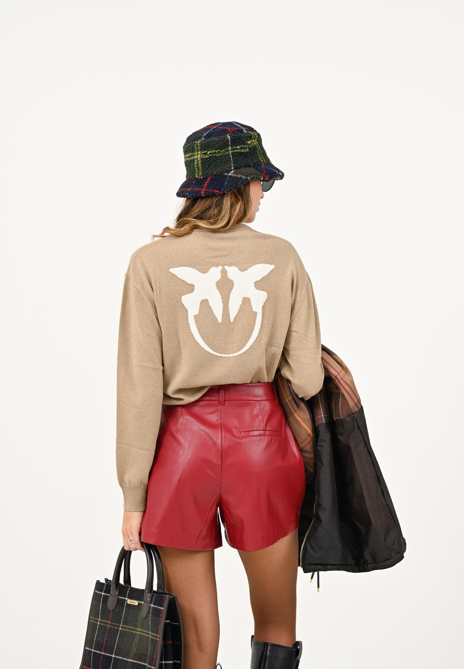 PINKO Maglioncino girocollo cammello da donna con maxi logo 105561A2SI MZ2 PINKO 