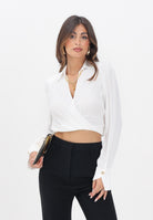 ELISABETTA FRANCHI Blusa cropped avorio da donna con dettaglio gioiello CAT0256E2 360 ELISABETTA FRANCHI 