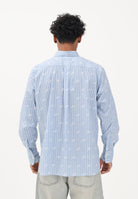 GCDS Camicia a manica lunga azzurra da uomo con logo C1MWQH166B061 733A GCDS 