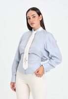 ELISABETTA FRANCHI Camicia a manica lunga celeste da donna con cravatta CA09156E2 EF5 ELISABETTA FRANCHI 